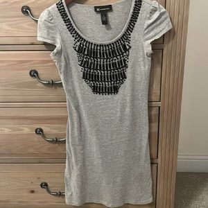 Grey mini dress with black detail size XS!